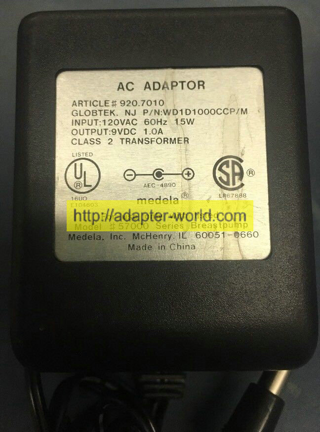 *100% Brand NEW* AC ADAPTOR GLOBTEK 9VDC 1.0A WD1D1000CCP/M 9VDC Model 57000 Series Free shipping!